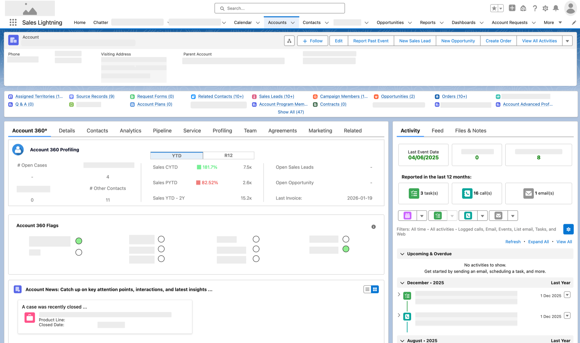 Account 360 Dashboard - Full View