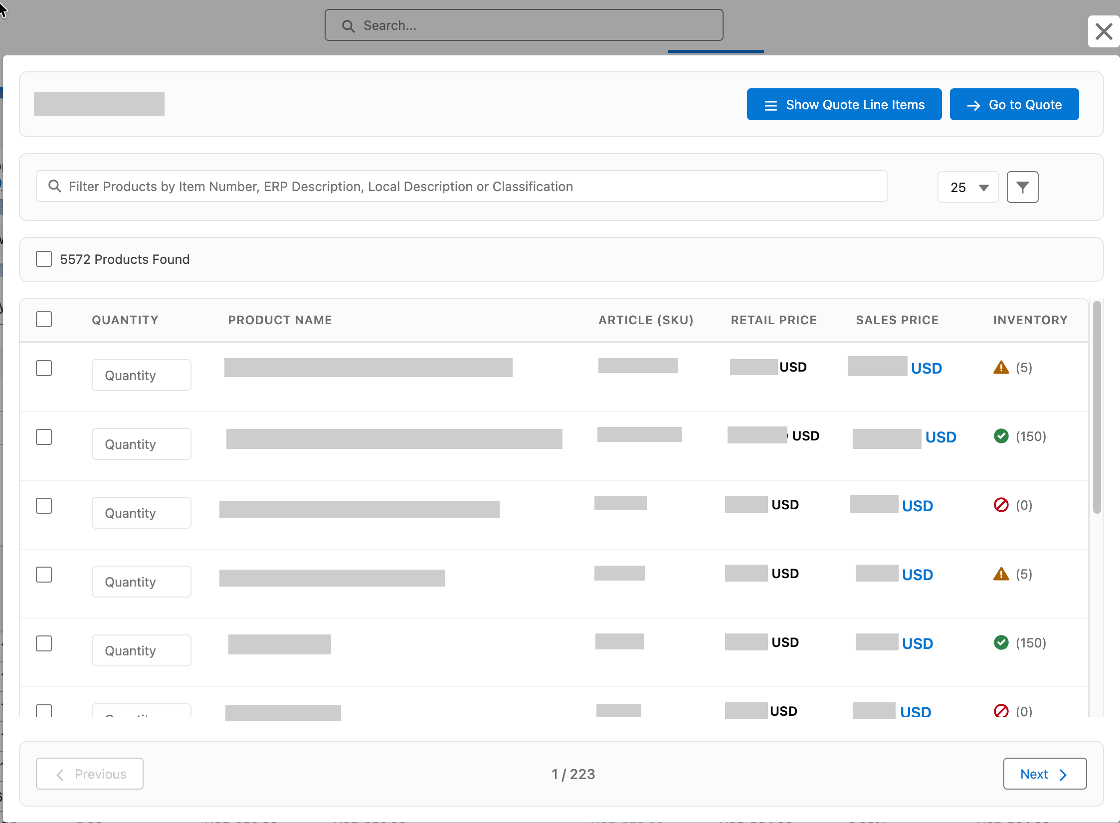 Unified Transaction Management Component - Product Selection